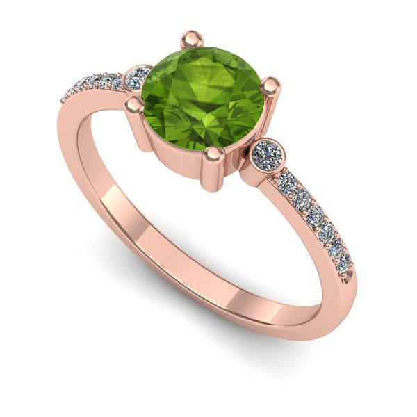 Inel de logodna din aur roz cu peridot