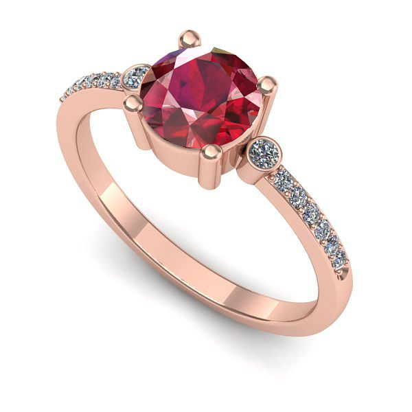 Inel logodna din aur roz cu rubin