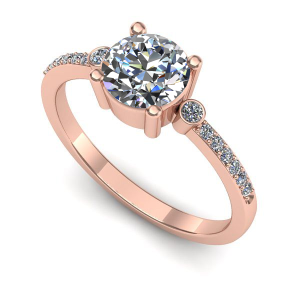 Inel din aur roz cu diamant de laborator