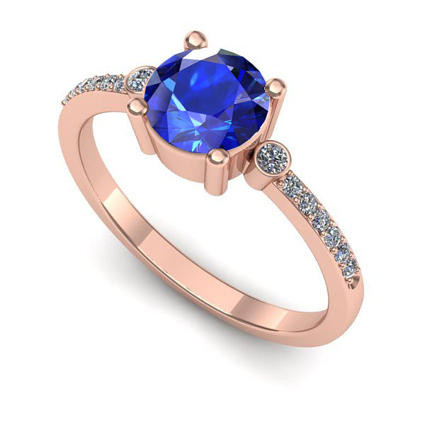 Inel din aur roz cu safir