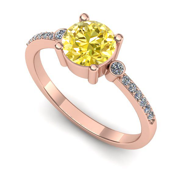 Inel din aur roz cu safir galben