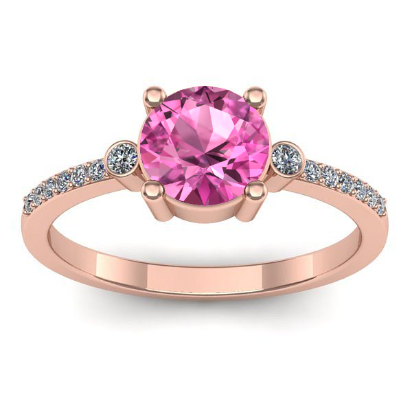 Inel de logodna cu safir roz rotund