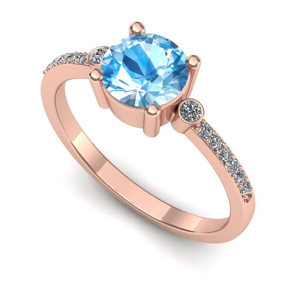 Inel din aur roz cu topaz blue
