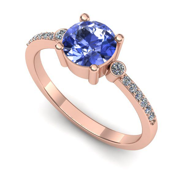 Inel din aur roz cu tanzanit