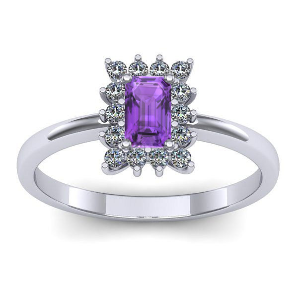 Inel de logodna cu ametist dreptunghiular
