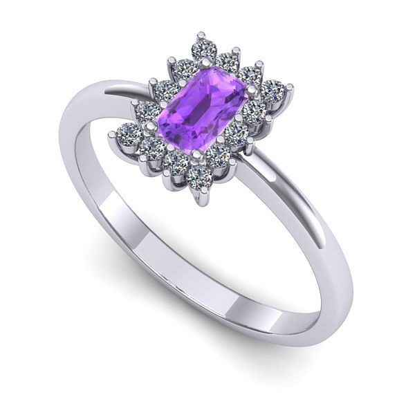 Inel din aur alb cu ametist