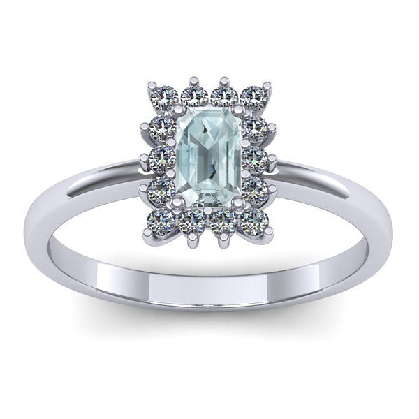 Inel cu aquamarin dreptunghiular