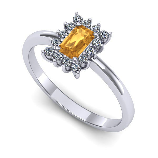 Inel din aur alb cu citrin