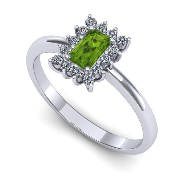 Inel de logodna din aur alb cu peridot