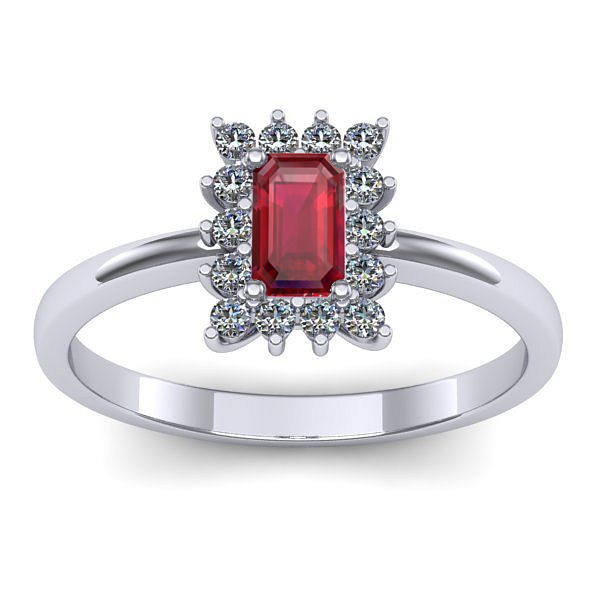 Inel cu rubin dreptunghiular