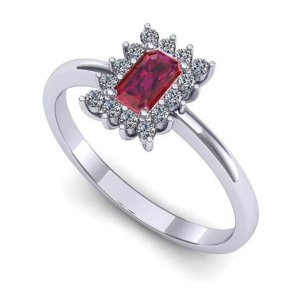 Inel de logodna din aur alb cu rubin