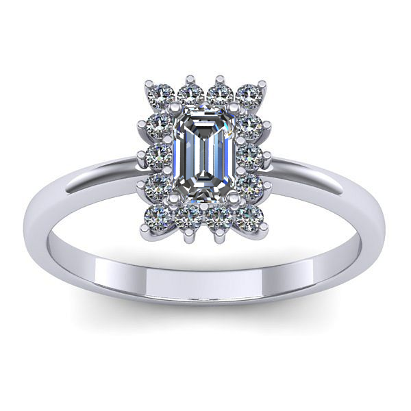 Inel logodna cu safir alb dreptunghiular