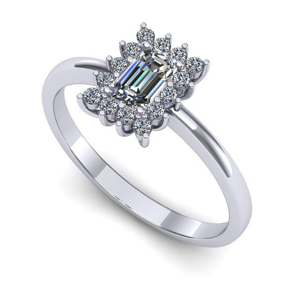 Inel logodna din aur alb cu safir alb