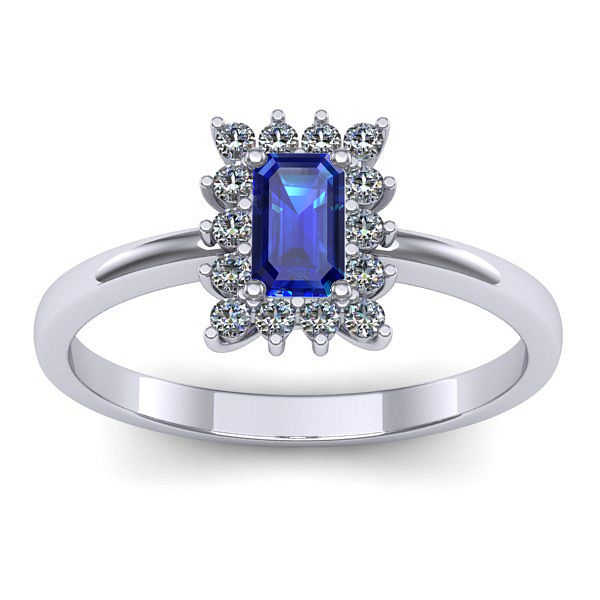 Inel logodna cu safir dreptunghiular