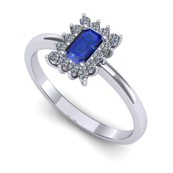 Inel logodna din aur alb cu safir