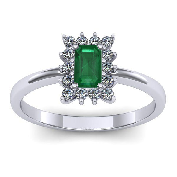 Inel logodna cu smarald dreptunghiular