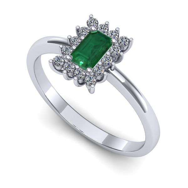 Inel din aur alb cu smarald