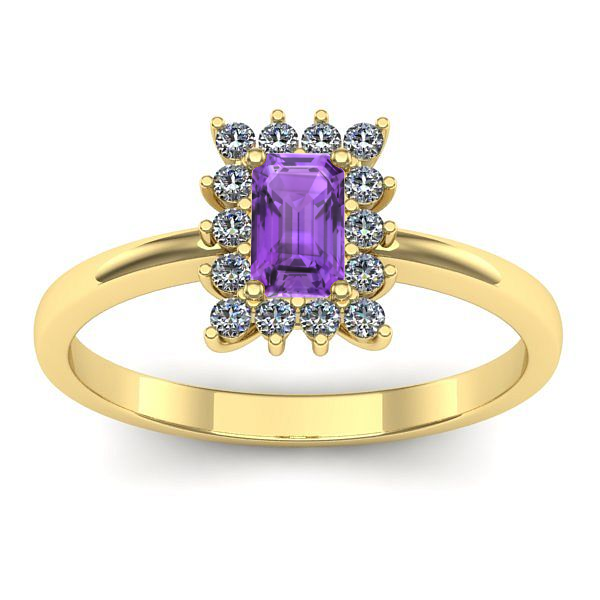 Inel cu ametist dreptunghiular