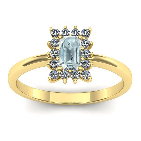 Inel logodna cu aquamarin dreptunghiular