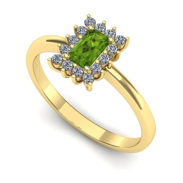 Inel de logodna din aur galben cu peridot