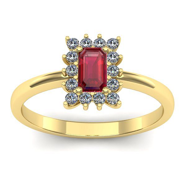 Inel de logodna cu rubin dreptunghiular