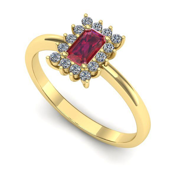 Inel de logodna din aur galben cu rubin