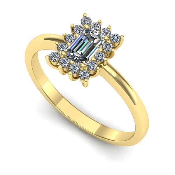 Inel de logodna din aur galben cu safir alb