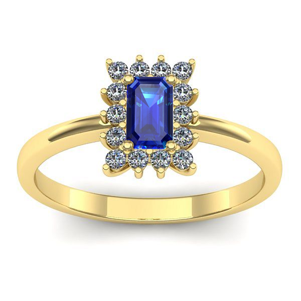 Inel logodna cu safir dreptunghiular