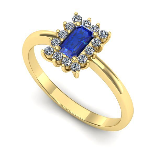 Inel logodna din aur galben cu safir