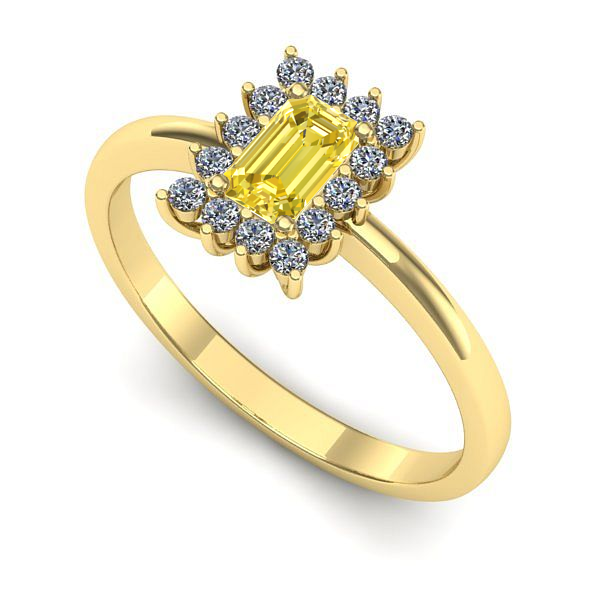 Inel logodna din aur galben cu safir galben