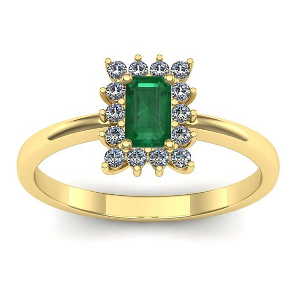 Inel cu smarald dreptunghiular