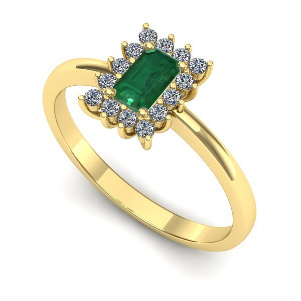 Inel de logodna din aur galben cu smarald