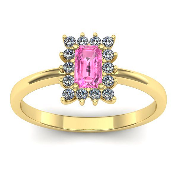 Inel cu safir roz dreptunghiular