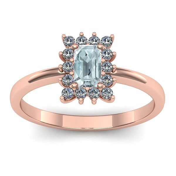 Inel logodna cu aquamarin dreptunghiular