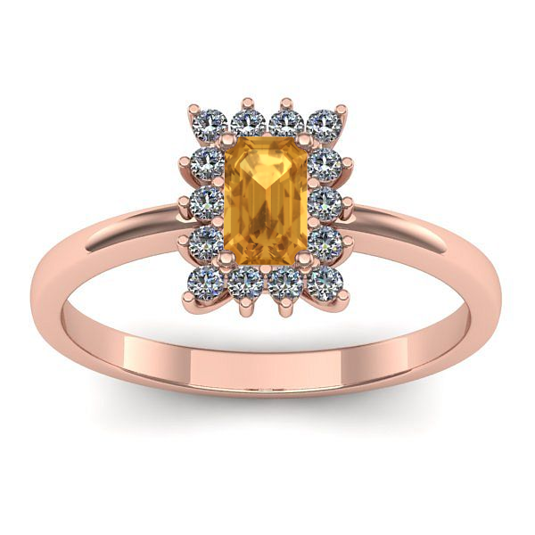 Inel cu citrin dreptunghiular