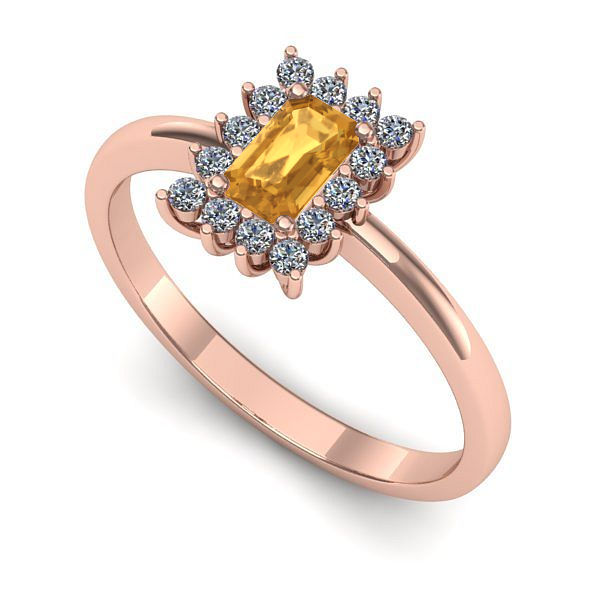 Inel din aur roz cu citrin