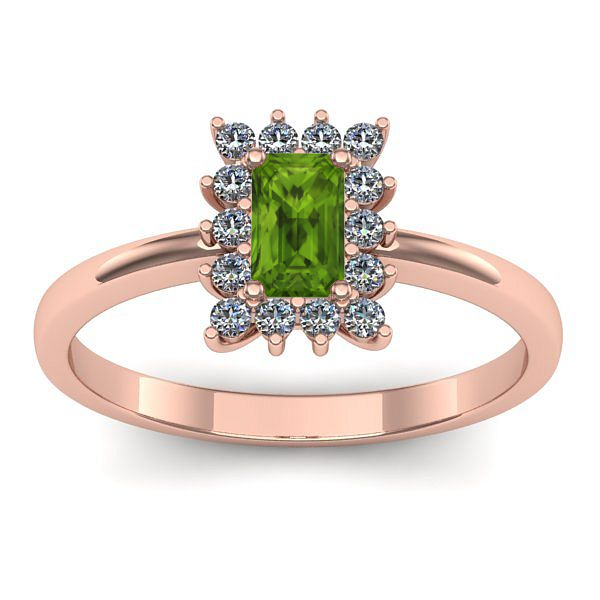Inel cu peridot dreptunghiular