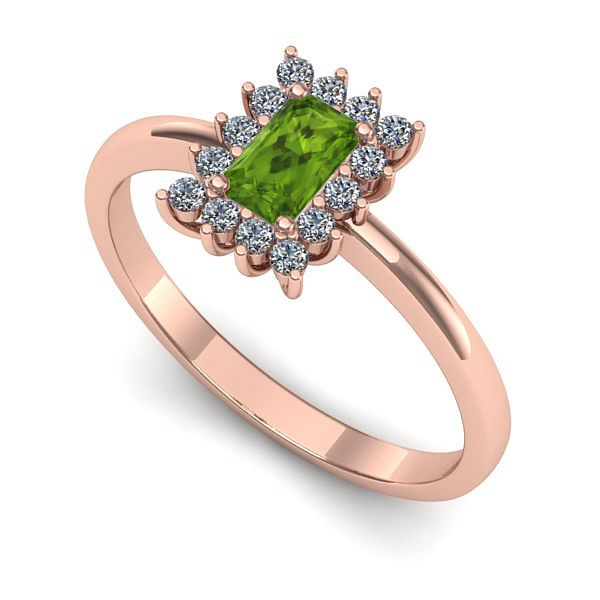 Inel din aur roz cu peridot