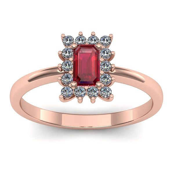 Inel logodna cu rubin dreptunghiular