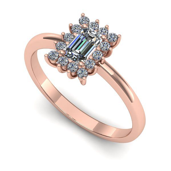 Inel de logodna din aur roz cu safir alb