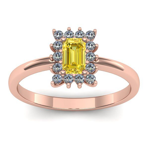 Inel logodna cu safir galben dreptunghiular