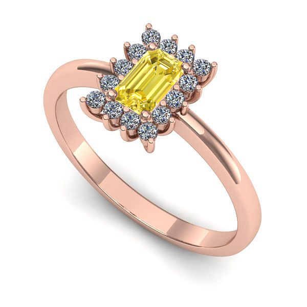 Inel din aur roz cu safir galben