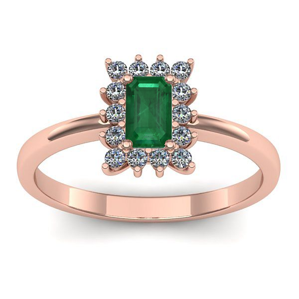 Inel de logodna cu smarald dreptunghiular