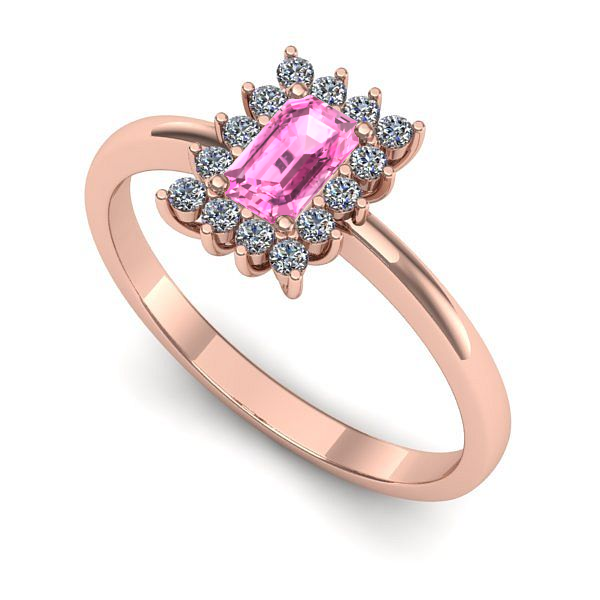 Inel logodna din aur roz cu safir roz