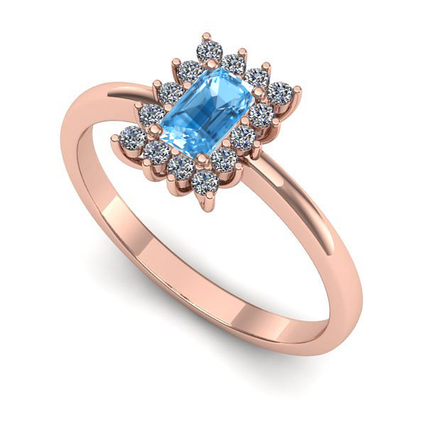 Inel de logodna din aur roz cu topaz blue