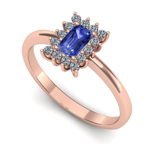 Inel logodna din aur roz cu tanzanit