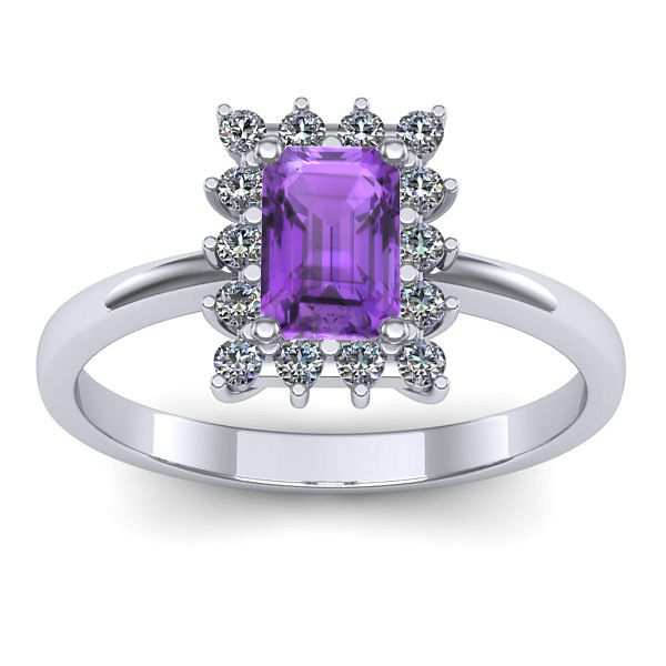 Inel de logodna cu ametist dreptunghiular