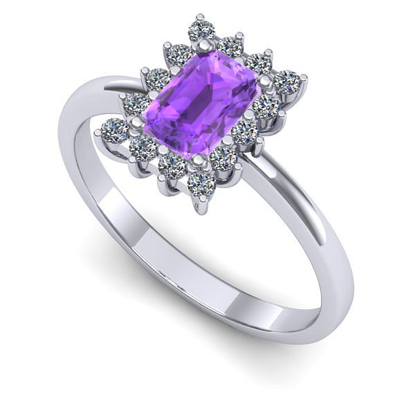 Inel logodna din aur alb cu ametist