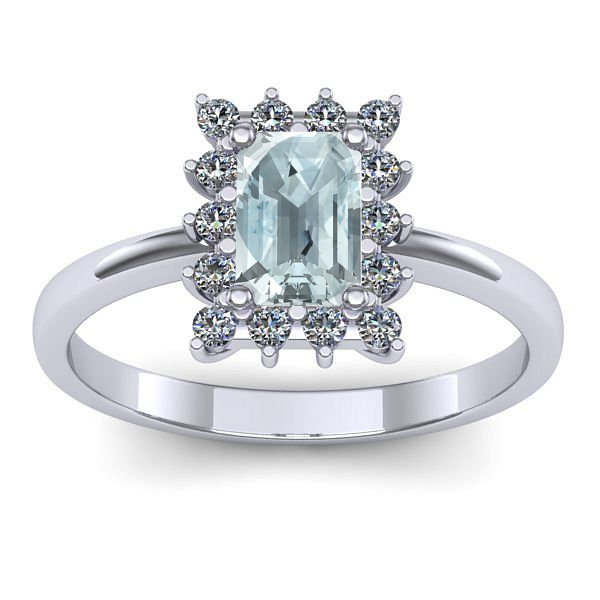 Inel logodna cu aquamarin dreptunghiular