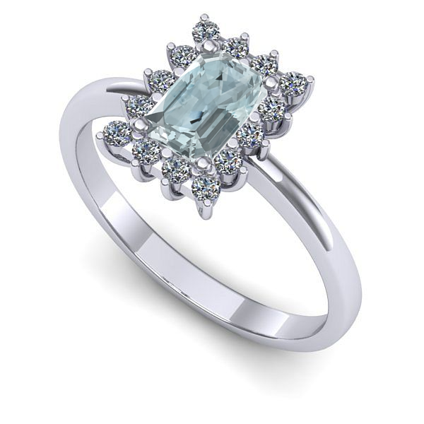Inel de logodna din aur alb cu aquamarin